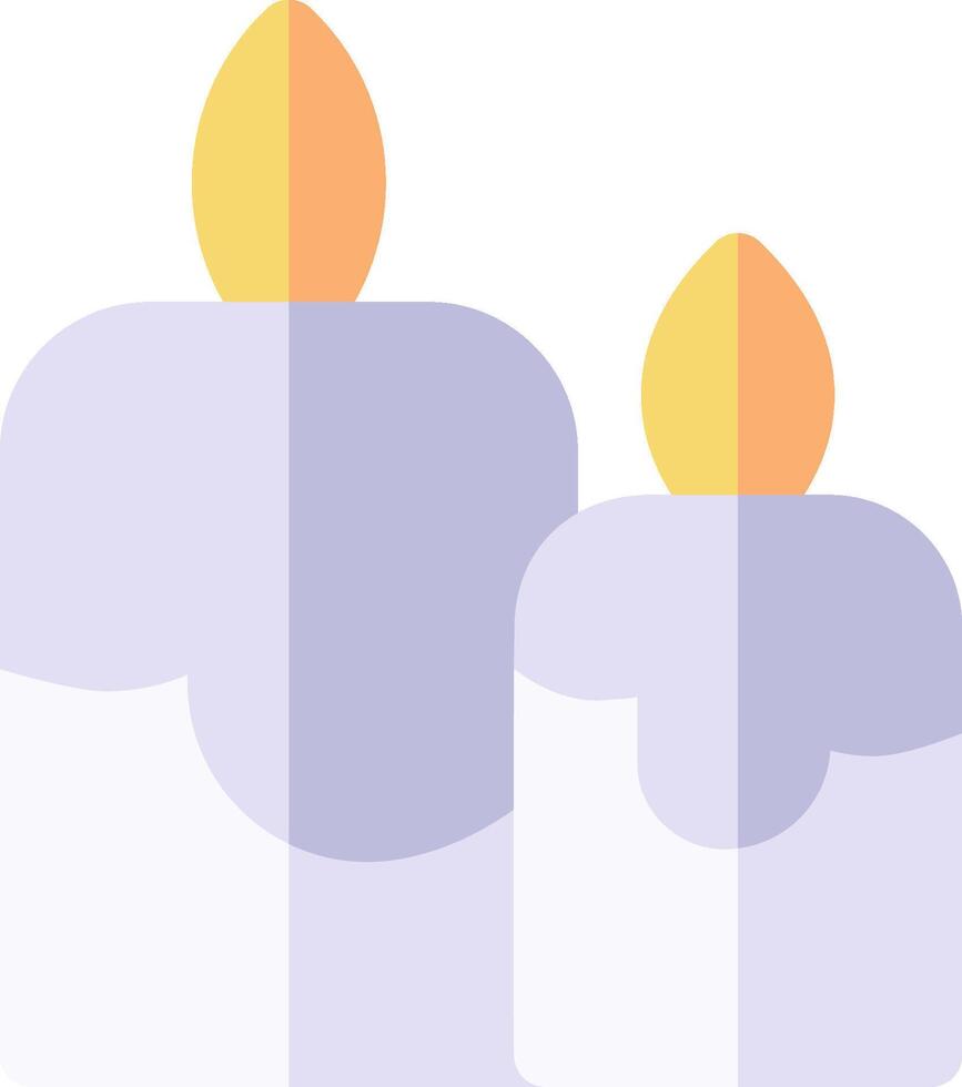 Two candles with yellow and orange flames vector