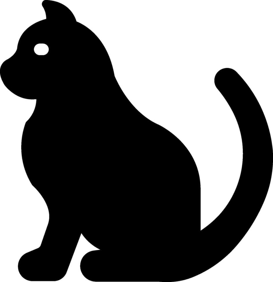 A black silhouette of a cat sitting down vector