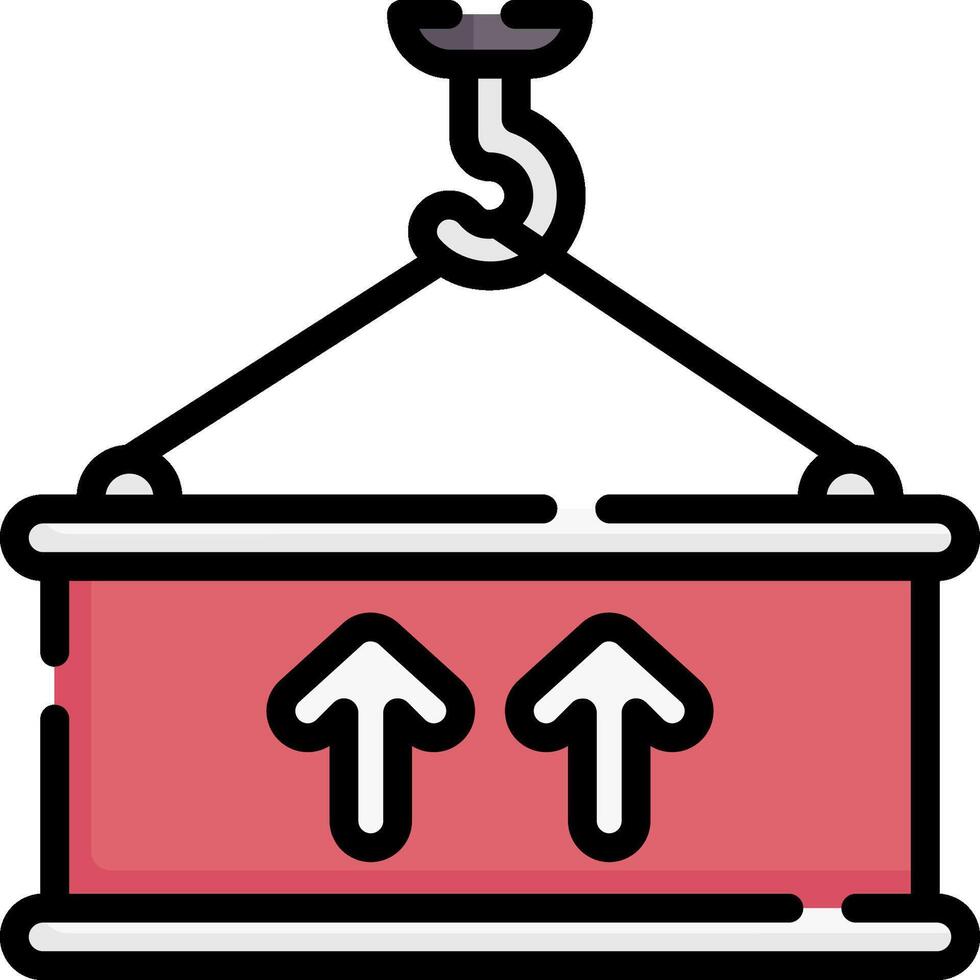 A red box with two arrows pointing up vector