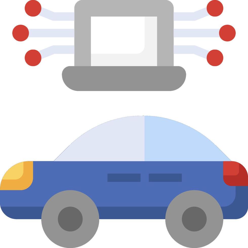 A car with a laptop and a laptop on top vector