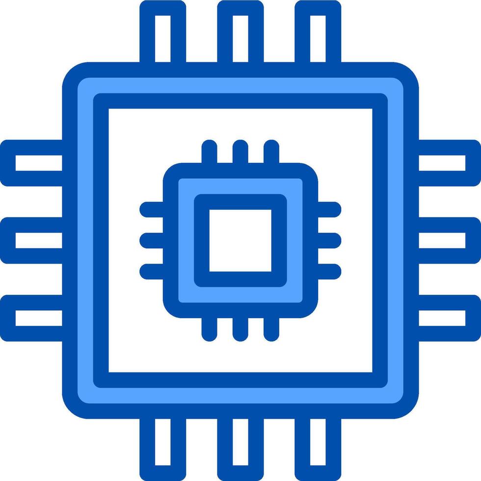A blue computer processor icon vector