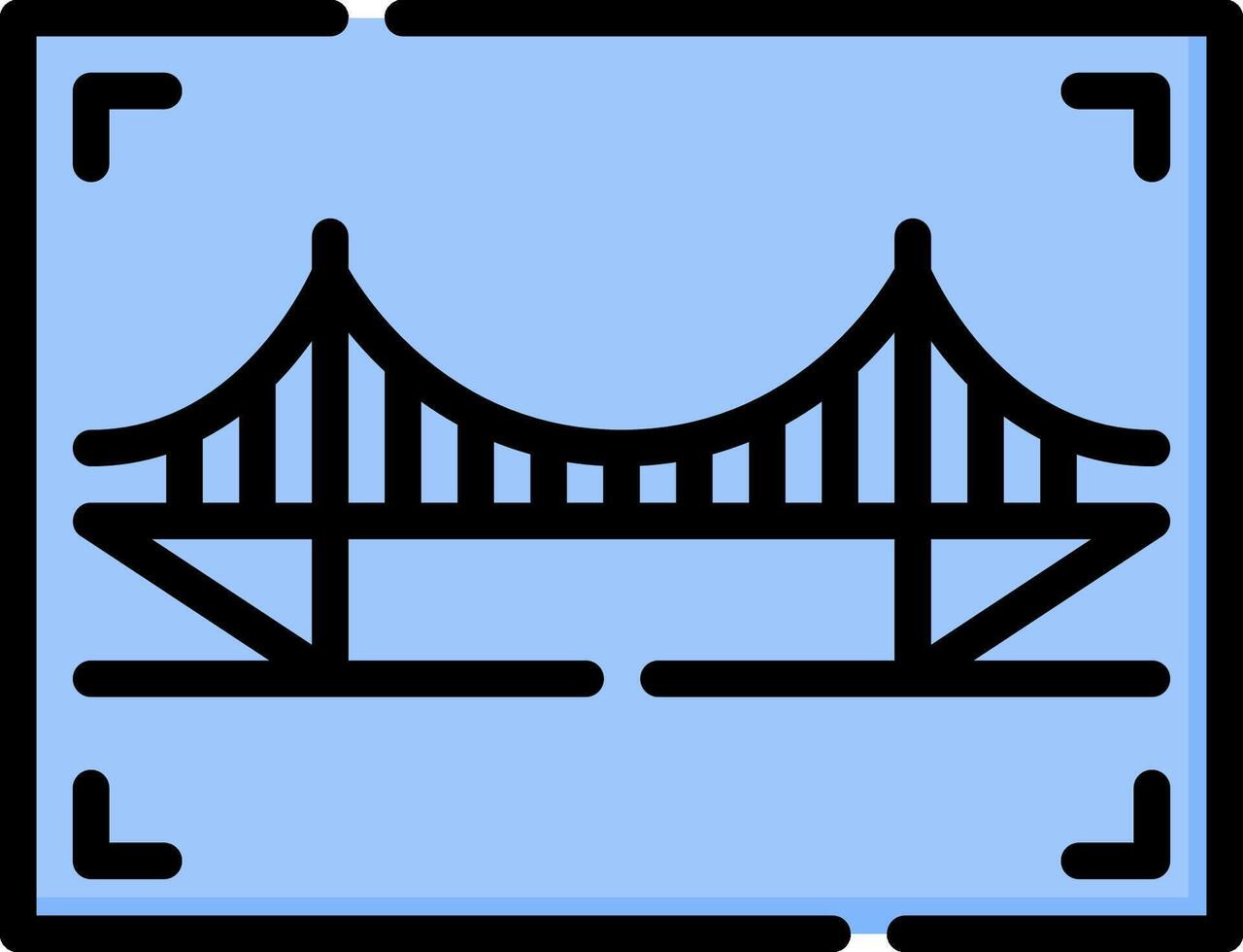A bridge icon with a blue background vector
