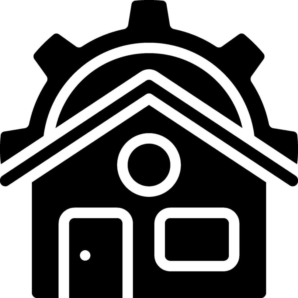 A black and white house with gears inside vector