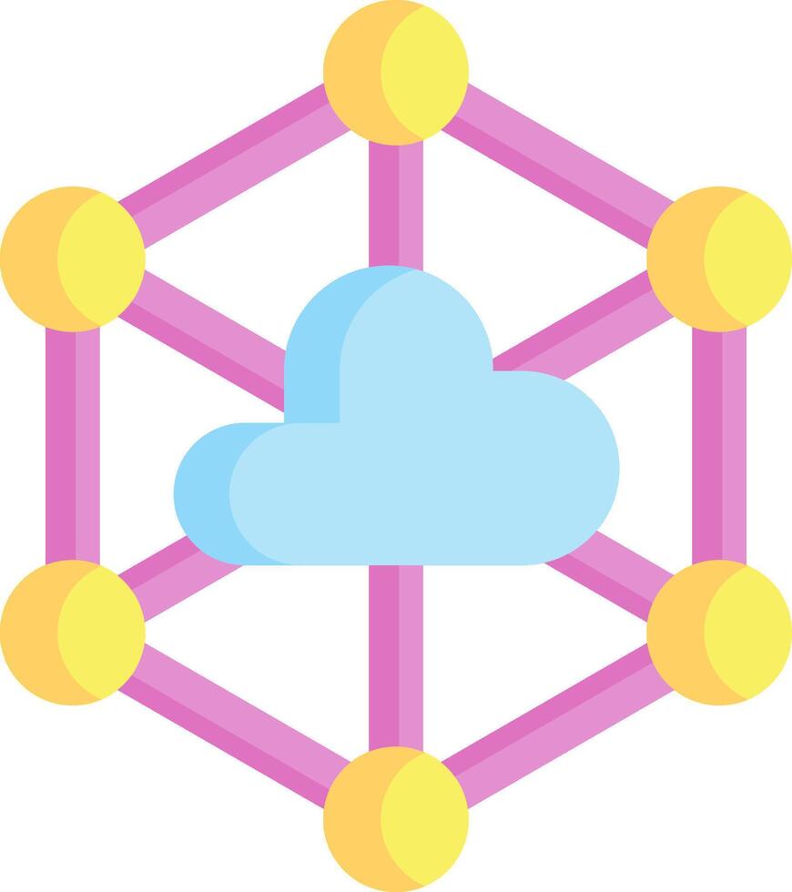 A cloud with a bunch of yellow and pink spheres vector