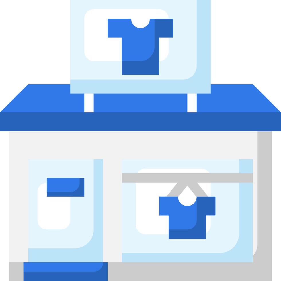 A blue and white building with a shirt on the top vector