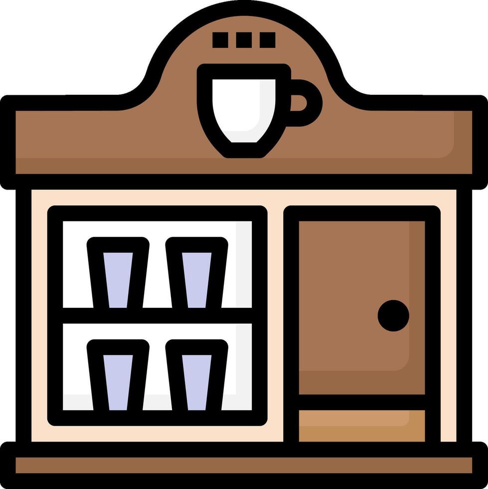 A coffee shop with a window and a door vector