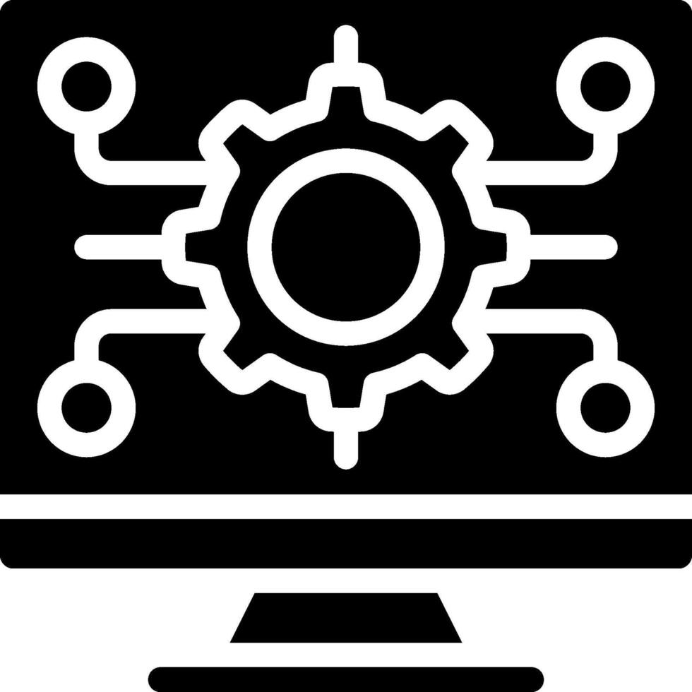 A computer monitor with gears on it vector