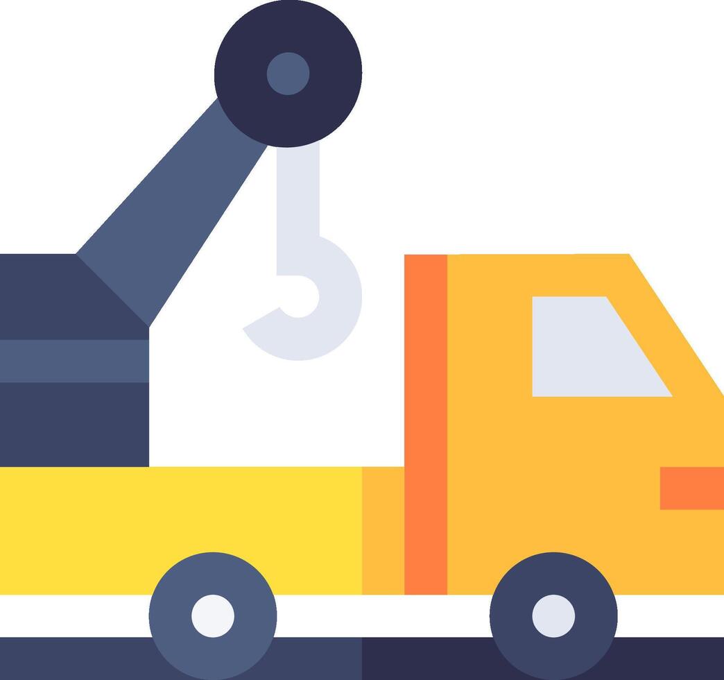 A flat illustration of a truck with a crane vector