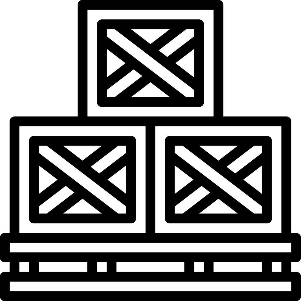 A black and white icon of a stack of boxes vector