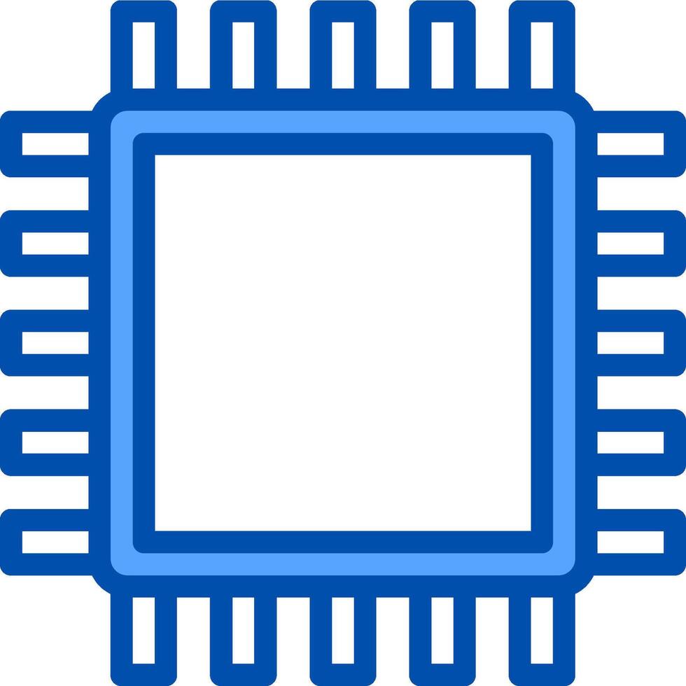 A blue processor chip icon on a white background vector