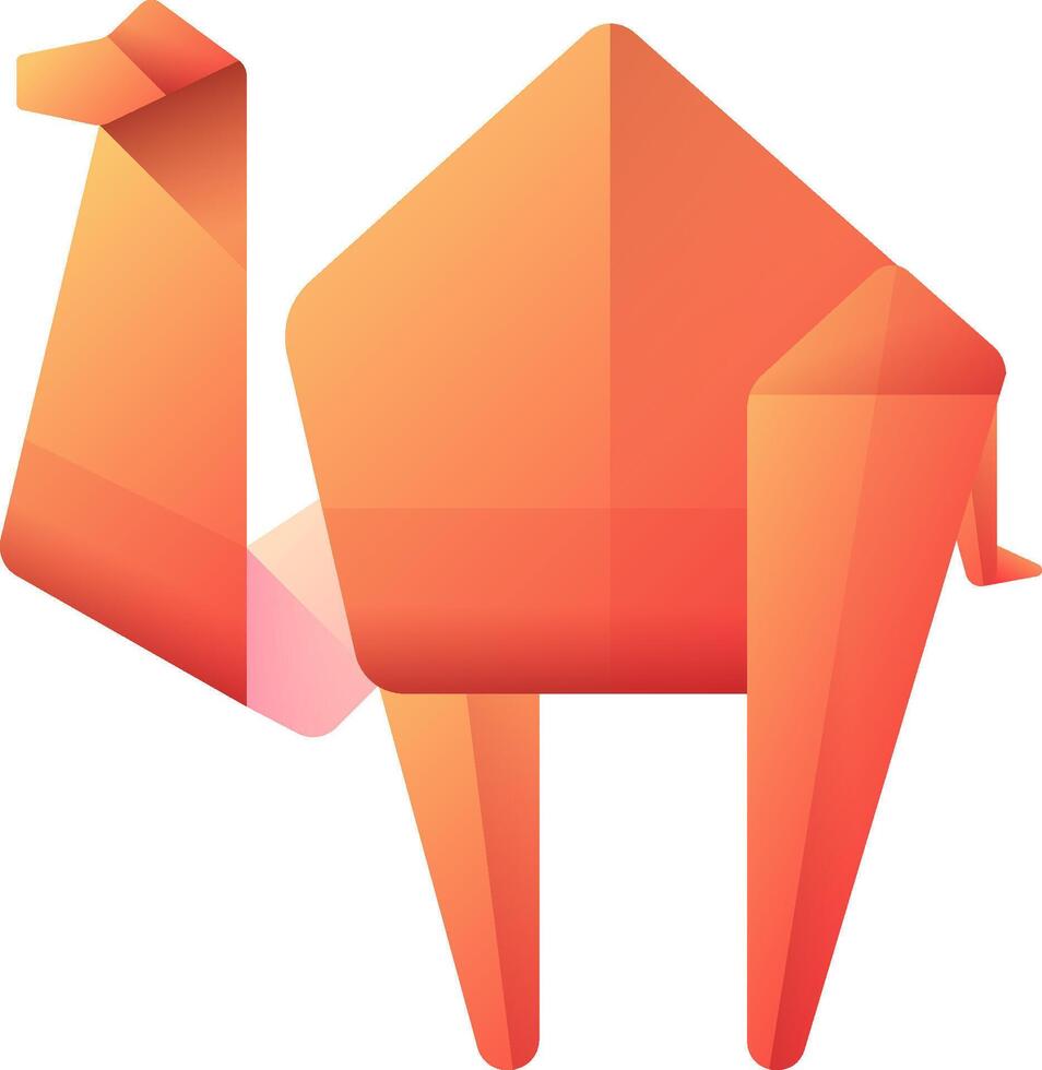 An origami camel with a red background vector