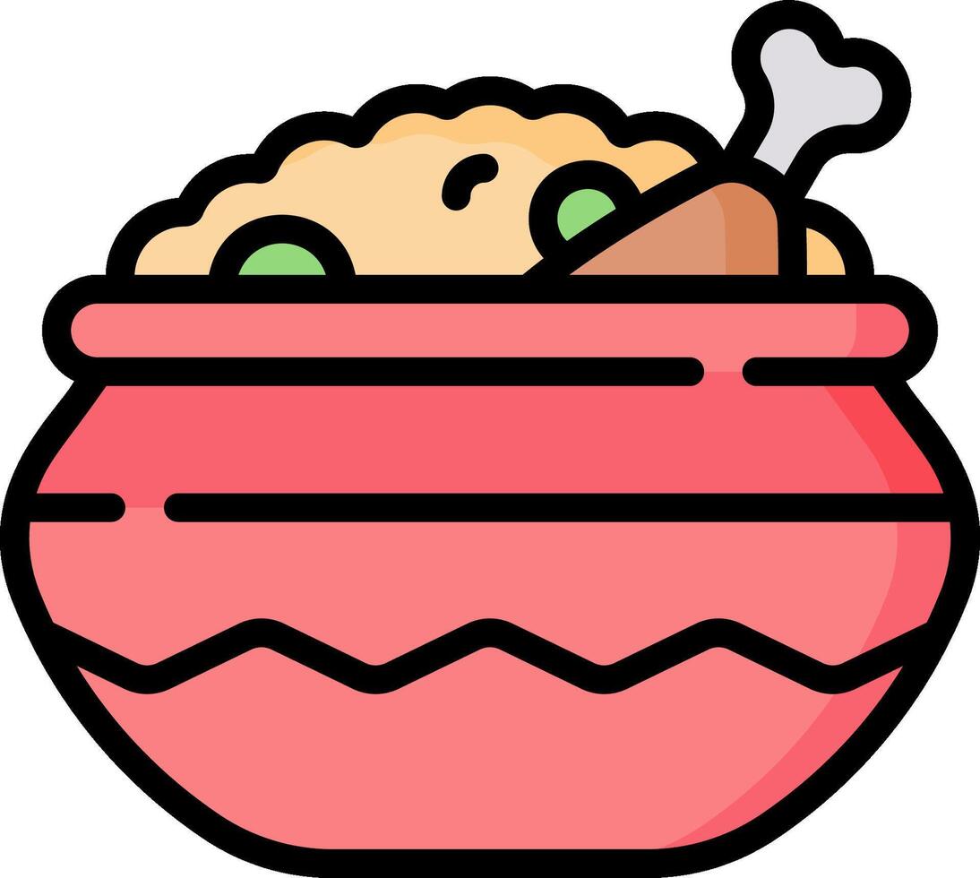 A bowl of food with a bone in it vector