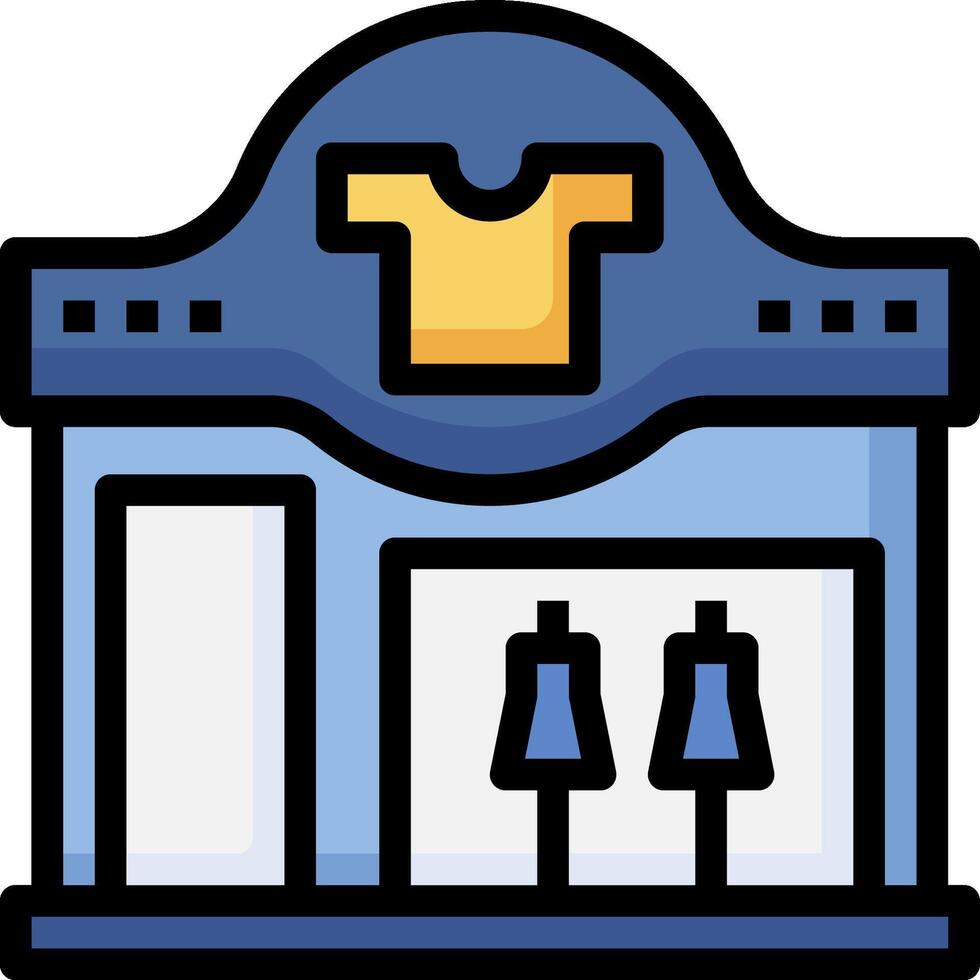 A clothing store icon with a blue and yellow t - shirt vector