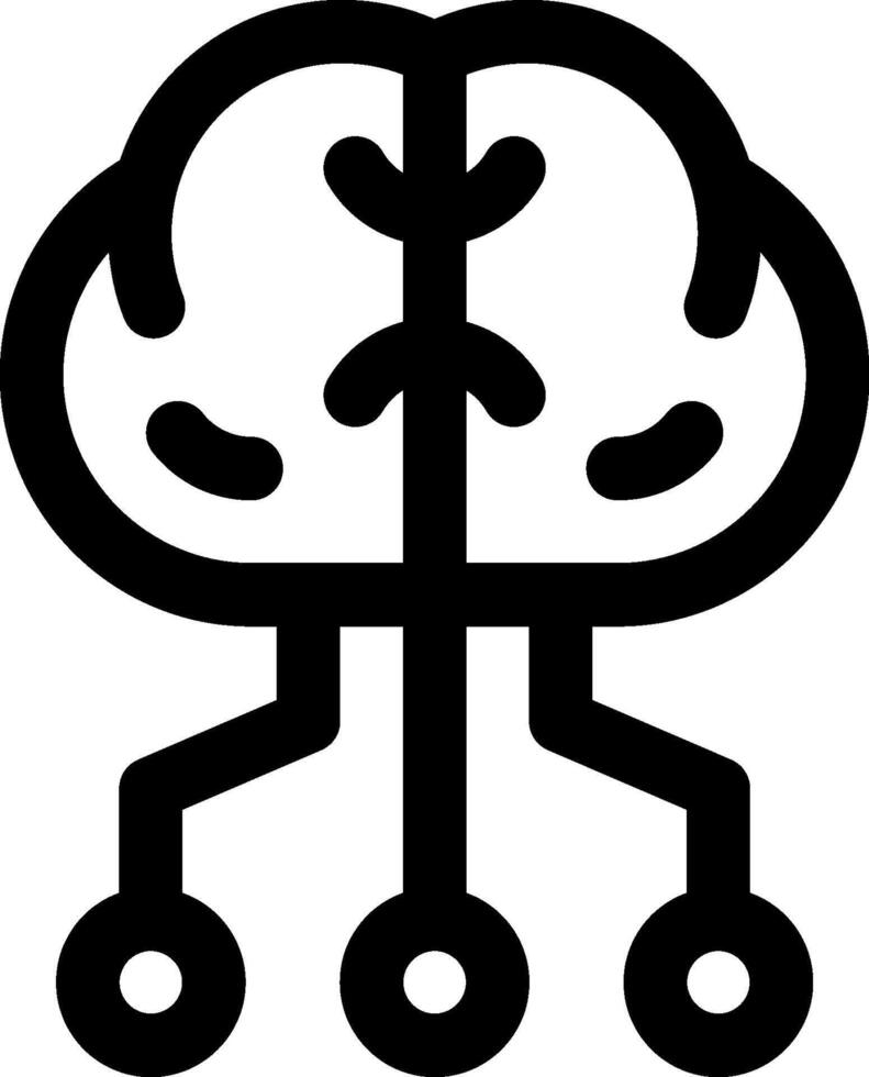 A black and white image of a brain with a line connecting it vector