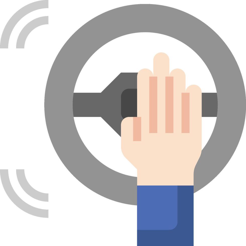 A hand is holding a steering wheel and pointing at a button vector