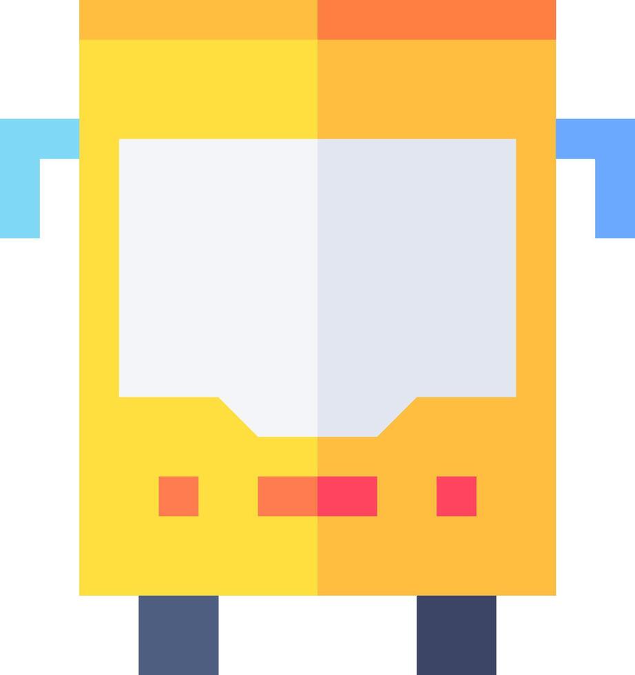 A yellow bus with a blue and orange stripe vector