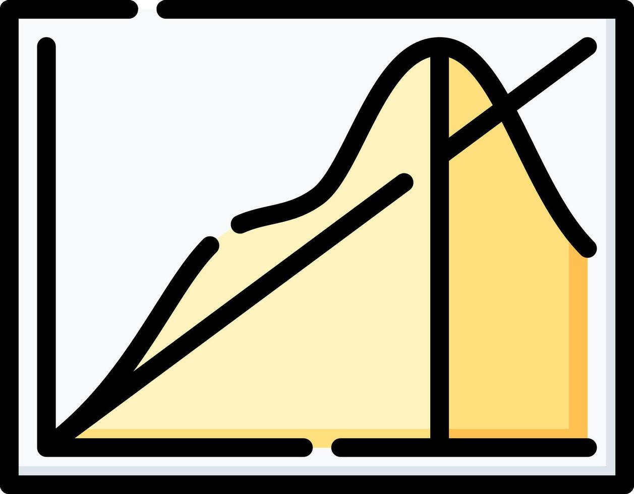A graph with a line going up and down vector