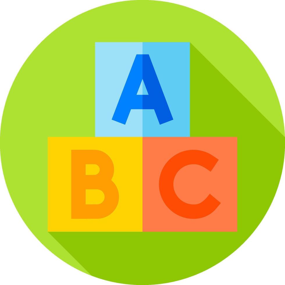Abc block icon with long shadow illustration vector