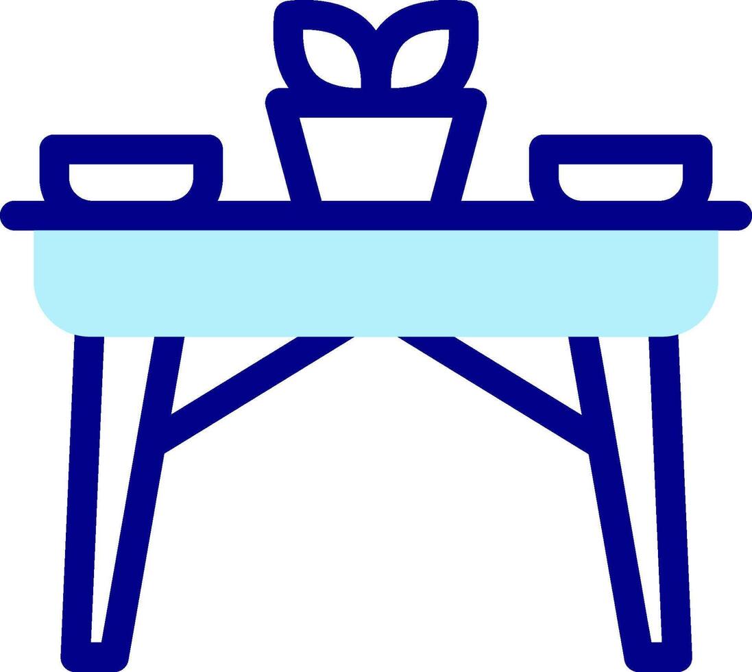 A blue table with two chairs and a plant vector