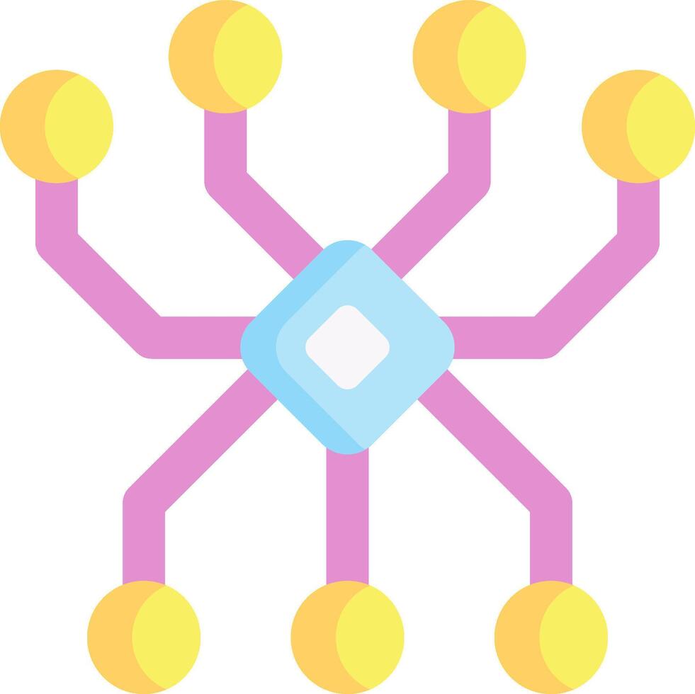 A network of dots with yellow and pink balls vector