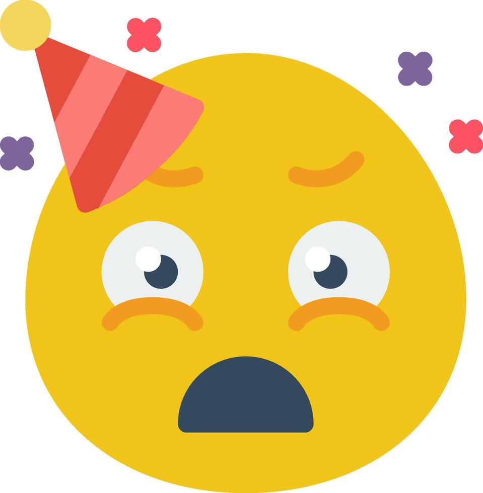 A yellow emoticion with a party hat on vector