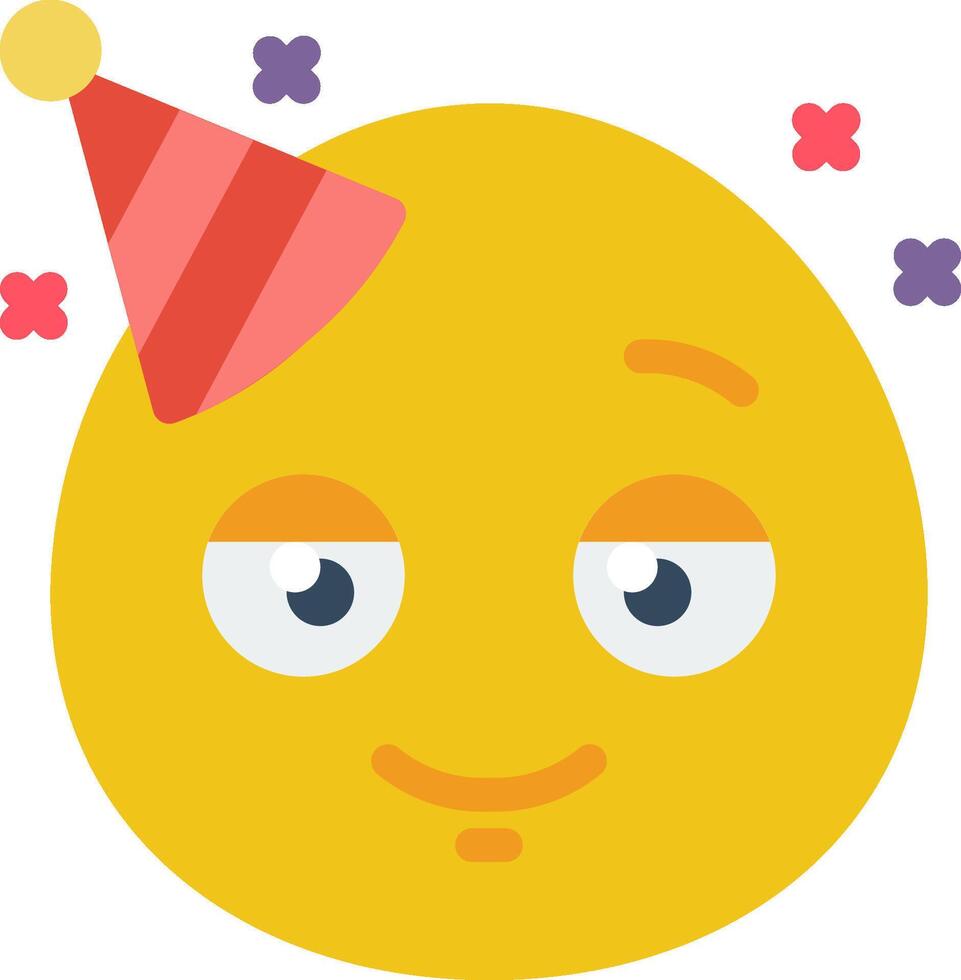 A yellow emoticion with a party hat on vector