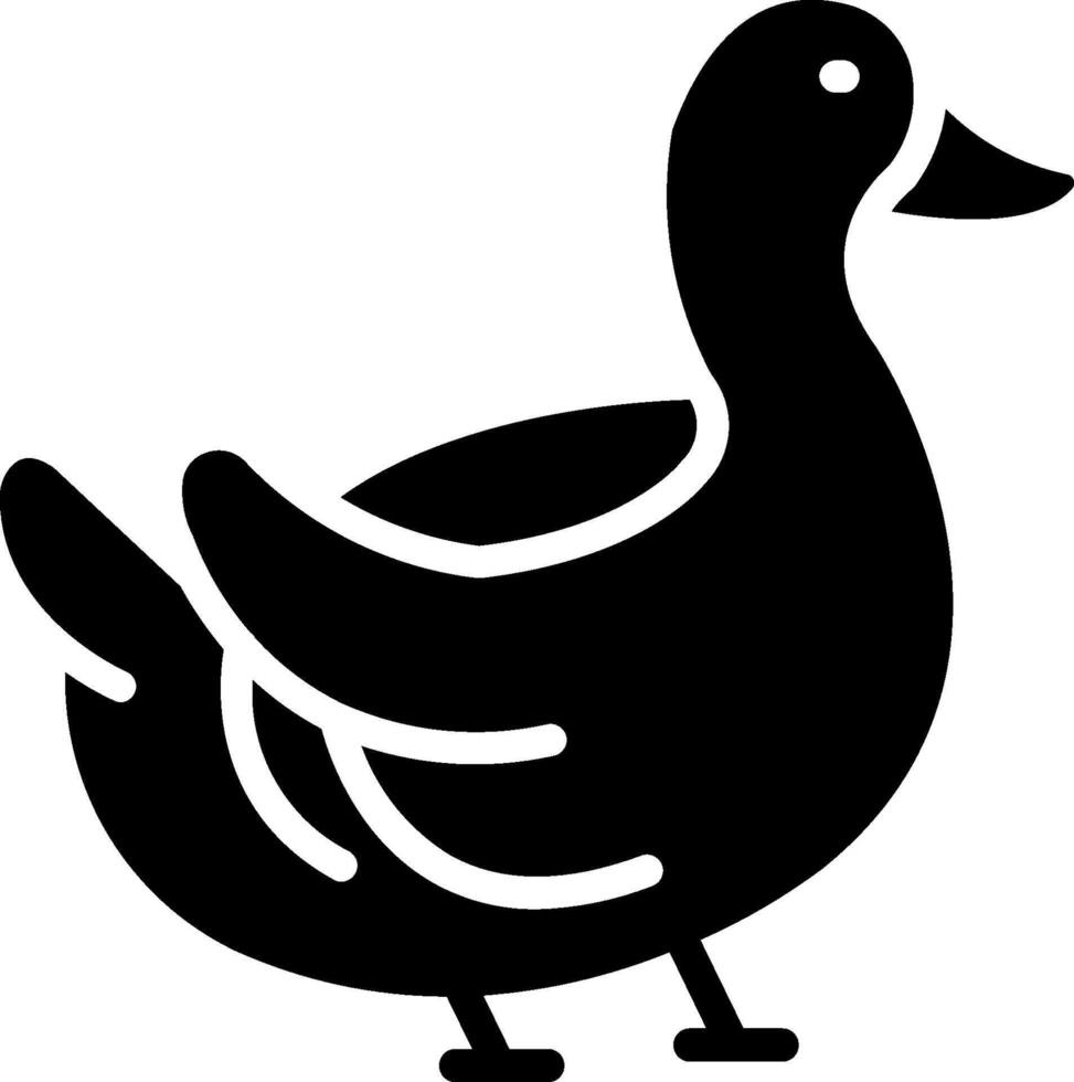 A black and white silhouette of a duck vector