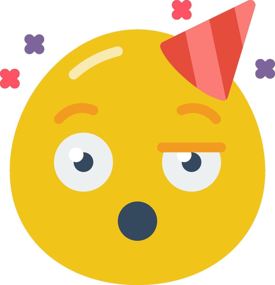 A yellow emoticion with a party hat on vector