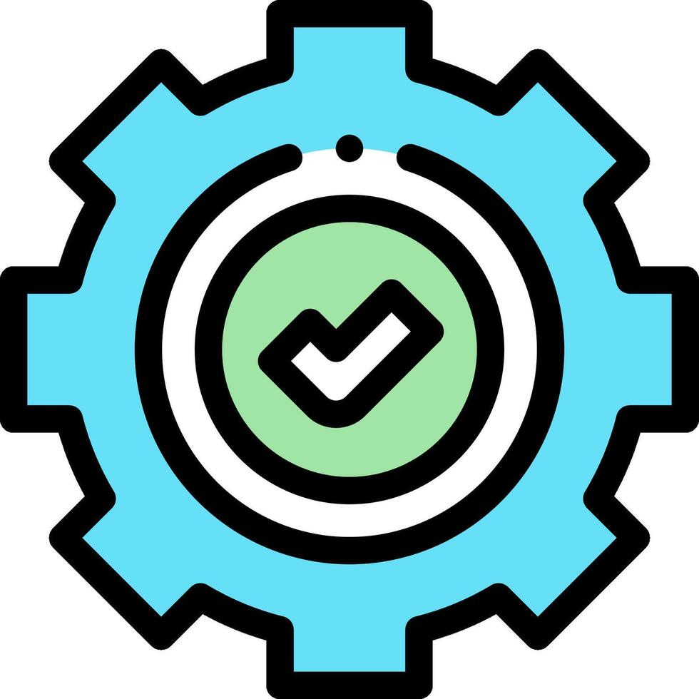 A gearwheel with a tick mark on it vector
