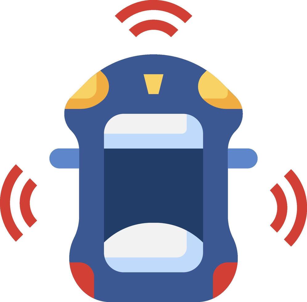 A car with a wifi signal and a blue and red car vector