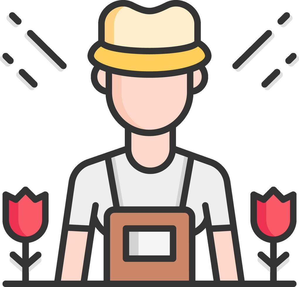 A man in a hat and overalls is holding a flower vector