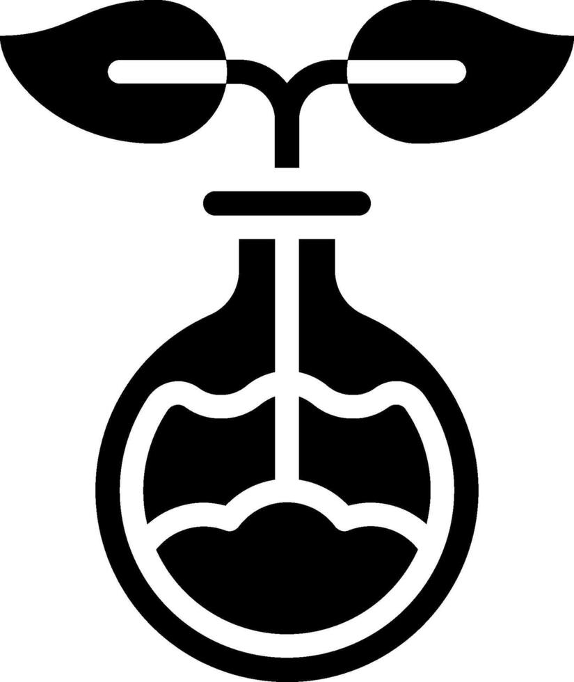 A black and white image of a plant in a flask vector