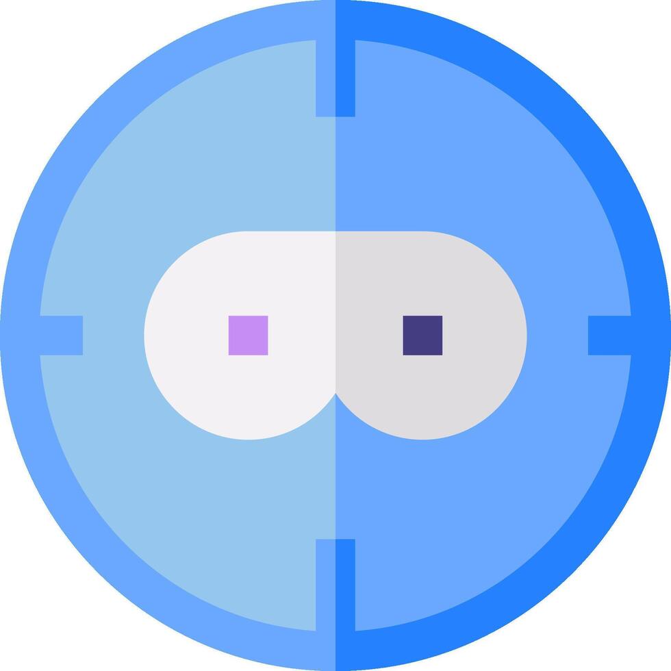 A blue and white button with two eyes vector