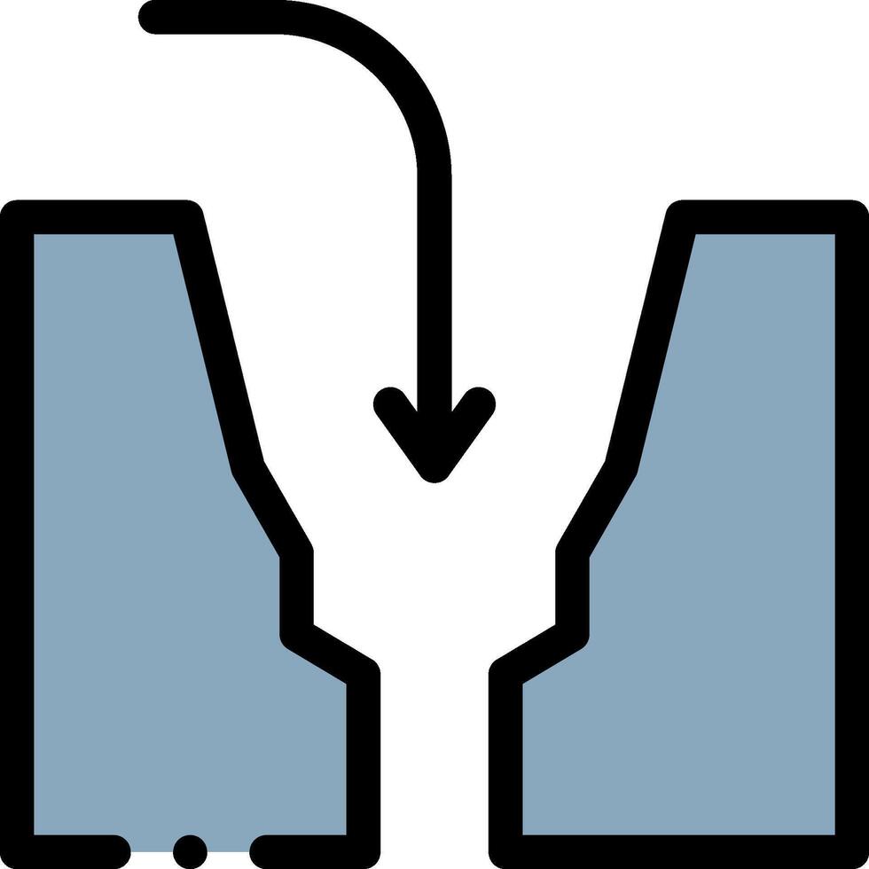 A blue and white icon with a blue arrow pointing to the left vector