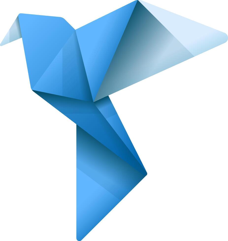A blue origami bird with a white background vector