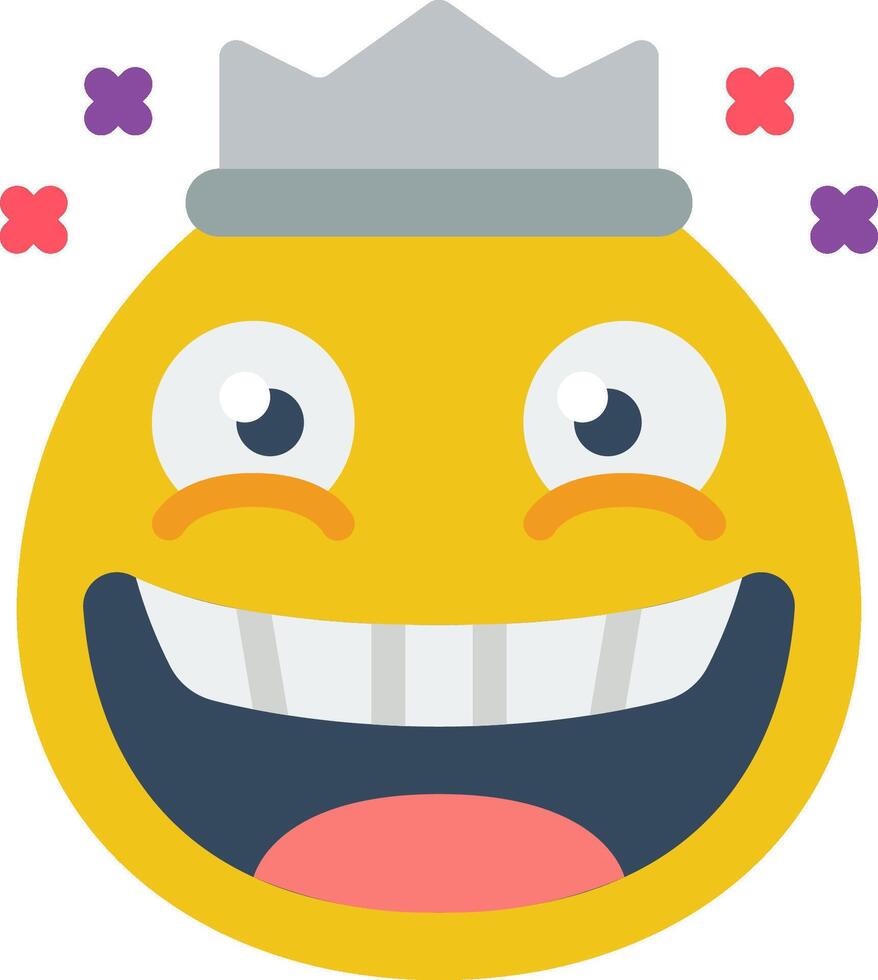 A smiling yellow emoticion with a crown on its head vector