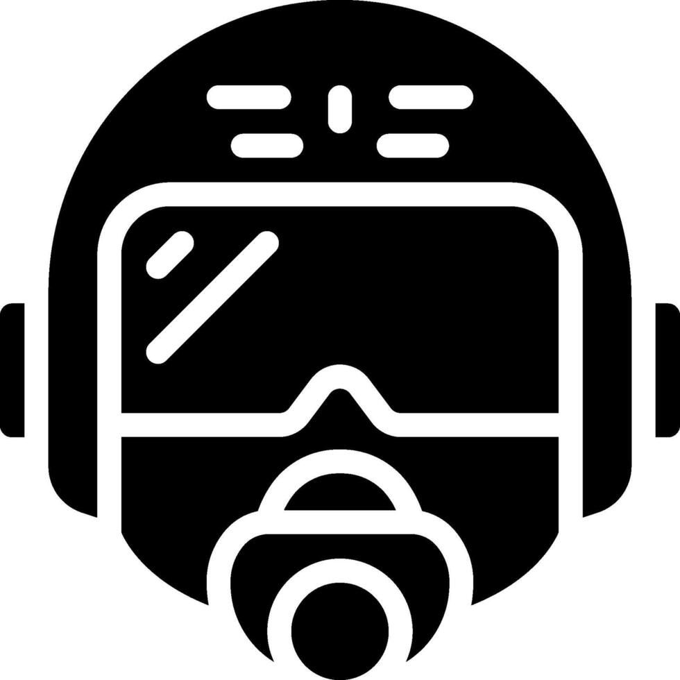 A black and white icon of a helmet with goggles vector