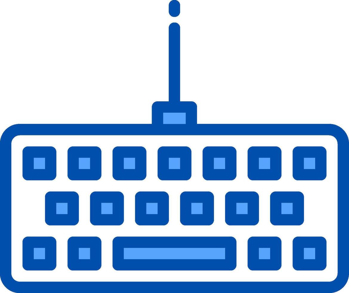A blue and white computer keyboard with a mouse vector