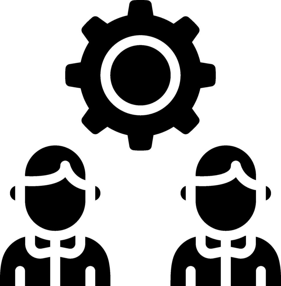 Two people with a gear wheel and a person vector