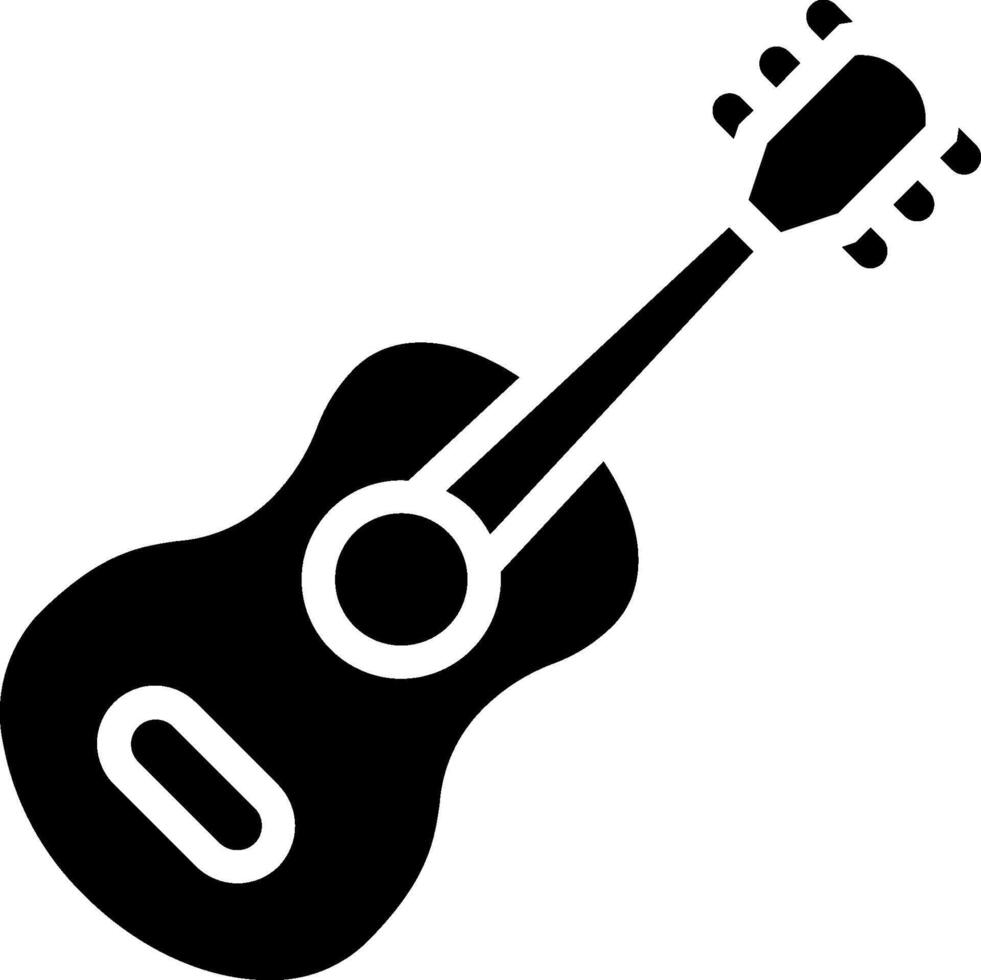 A black and white guitar icon on a white background vector