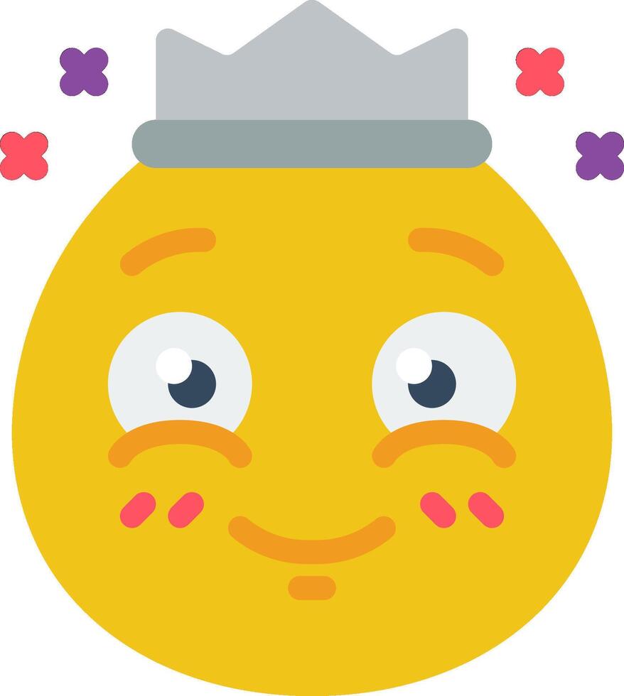 A yellow emoticion with a crown on its head vector