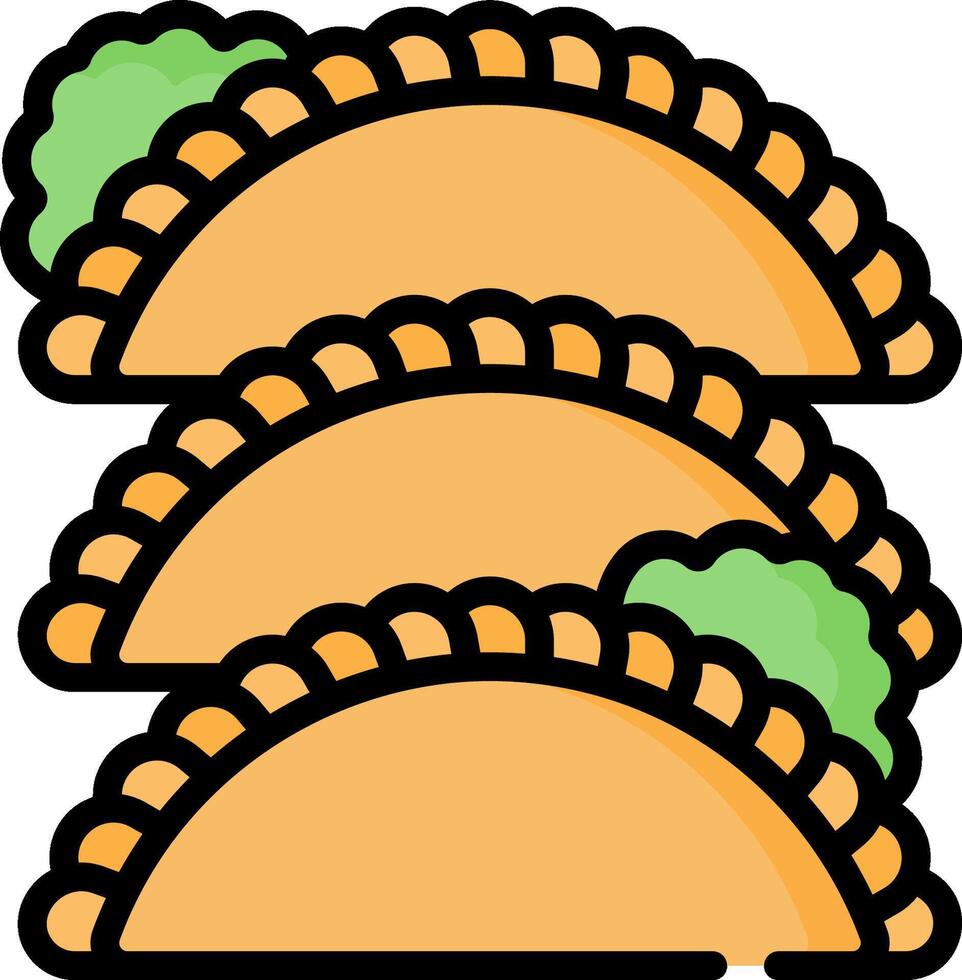 Three tacos are stacked on top of each other vector