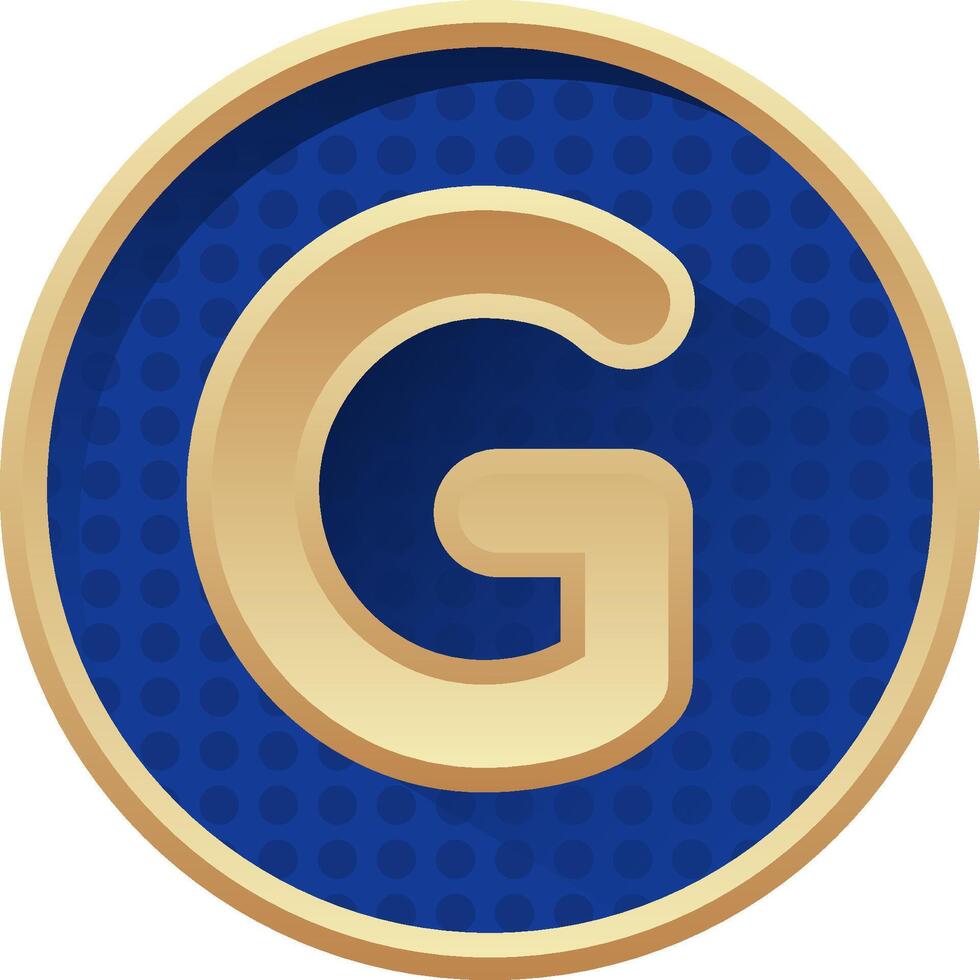 The letter g in a blue and gold circle vector