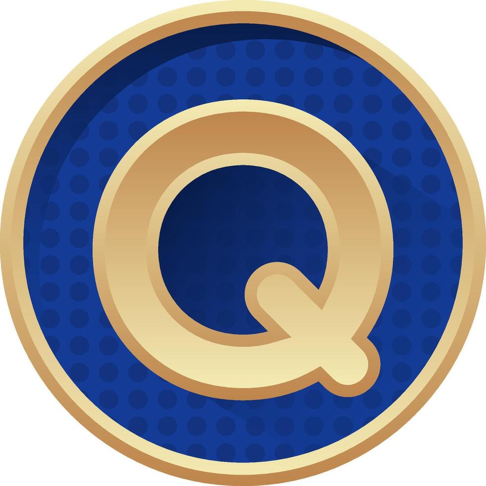 The q logo in a blue and gold circle vector