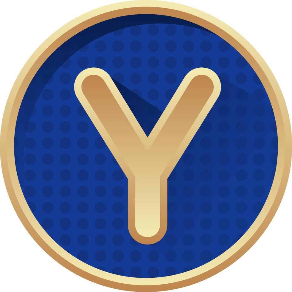The letter y in a blue and gold circle vector