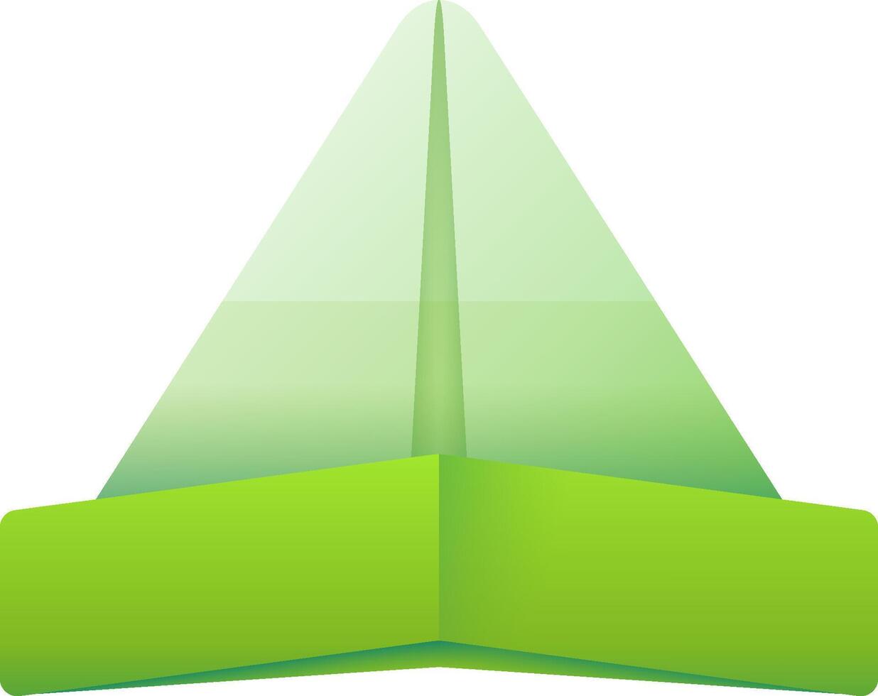 A green triangle with a white background vector