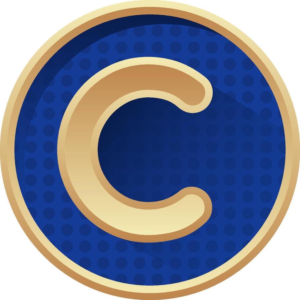 The letter c in a blue and gold circle vector
