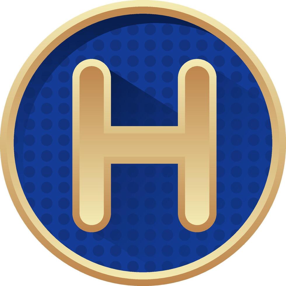 The h logo in a blue and gold circle vector