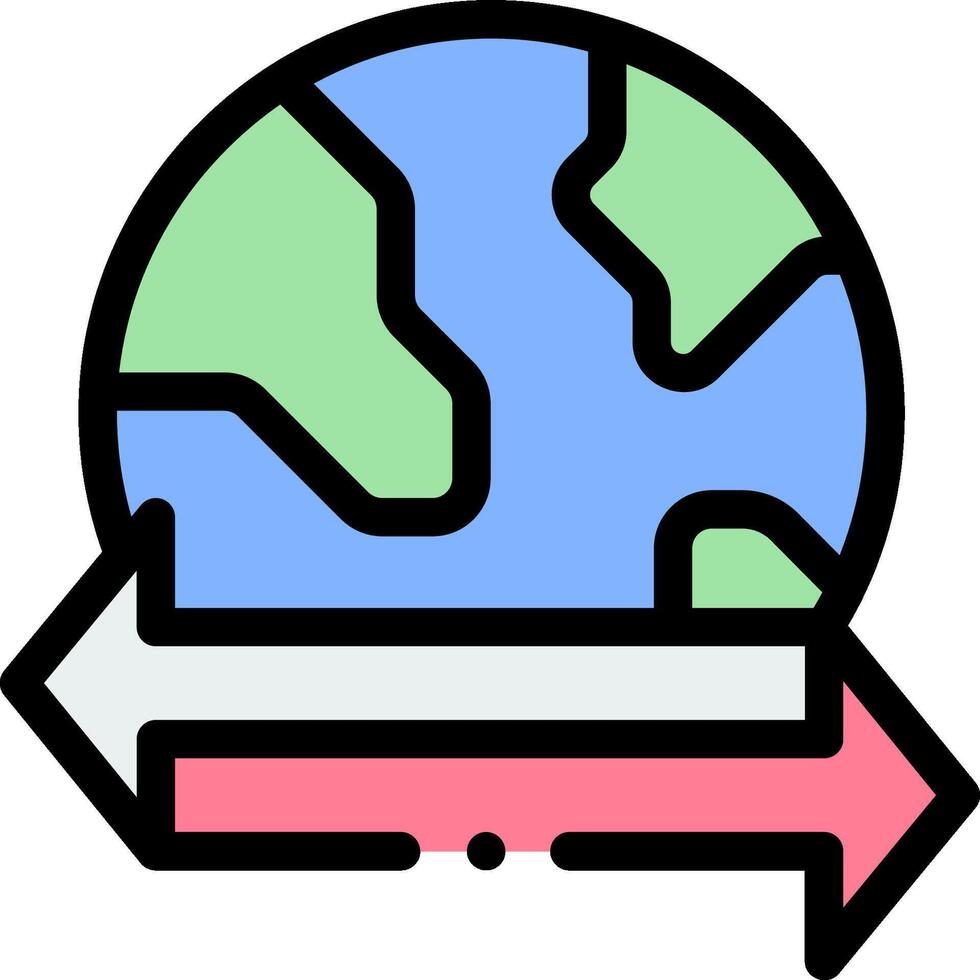 A globe with arrows pointing to it vector