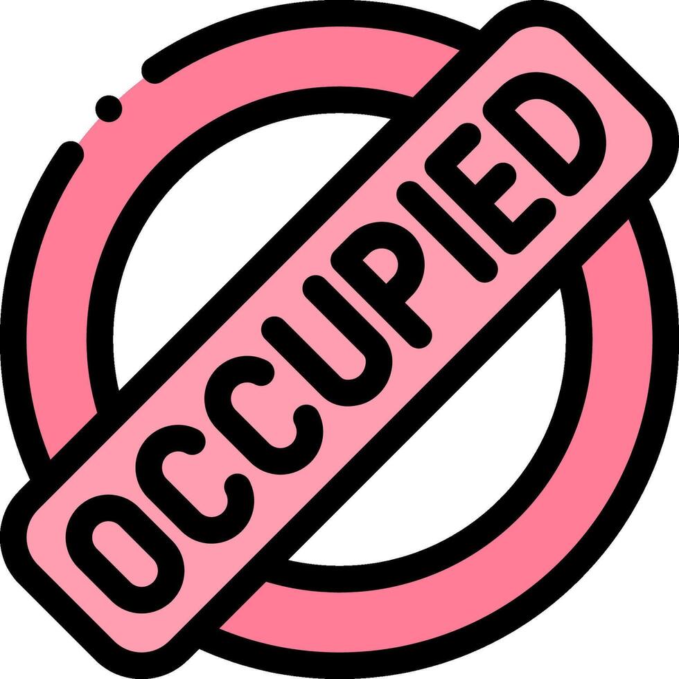 A pink and black sign that says occupied vector
